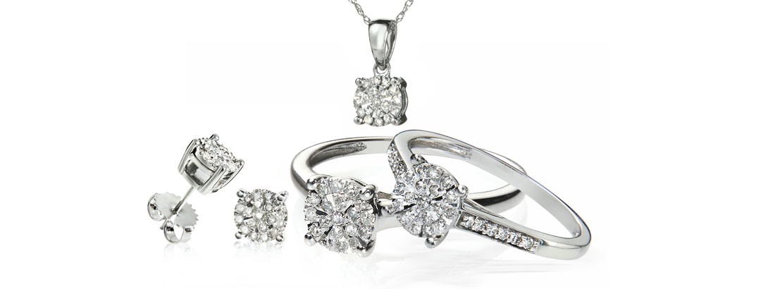 Diamond Pendant and Earring Set w/ Choice of Rings