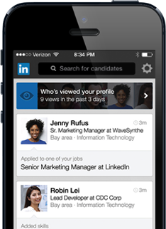 iPhone displaying LinkedIn Recruiter.