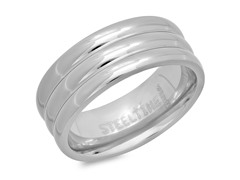 Men's Titanium 3 Row Texture Band Ring