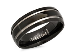 Men's Black IP Titanium Band Ring