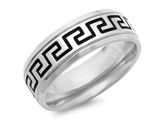 Men's Titanium Ring With Greek Design