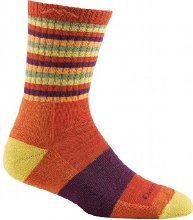 Darn Tough Vermont Women's Merino Wool Micro Crew Cushion Socks, Tomato Stripe, Small