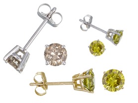 Genuine Champagne & Yellow Diamond Studs - Your Choice