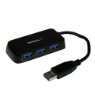 StarTech.Com Portable 4 Port SuperSpeed Mini USB 3.0 Hub with Built-In Cable ST4300MINU3B - Black