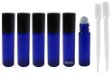 Cobalt Blue Essential Oil Travel Roll-On .33 oz (6 Pack) + 2 Clear Pipettes (3 ml) for Aromatherapy, DIY, Perfume, Home and Travel