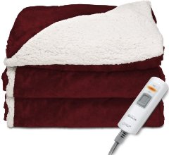 Sunbeam Reversible Sherpa/Mink Heated Throw, Garnet, TRT8WR-R310-25A00