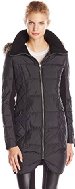 BCBGeneration Women's Down Coat with Quilted Side Panels and Fur Hood, Black, X-Small