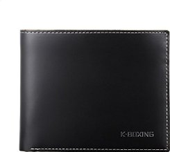 K-BOXING Mens Leather Wallet Bifold Wallet Card Pocket Black