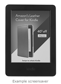 Kindle e-reader: example sponsored screensavers