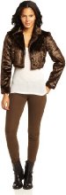 Sami + Dani Juniors Faux Fur Jacket, Brown, Small