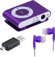 Mini Clip Metal USB MP3 Music Media Player With Micro TF/SD Card Slot Support 1-8GB + Earphone Purple