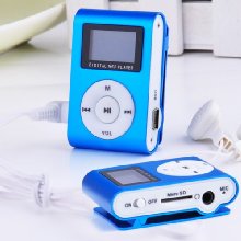 Metal Clip Digital MP3 Player FM Radio LCD Screen for 2/4/8/16GB TF Card Blue