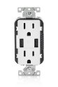 Leviton T5632-W 15-Amp USB Charger/Tamper Resistant Duplex Receptacle, White