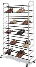 Whitmor 6060-3510 Chrome Supreme 50 Pair Shoe Rack