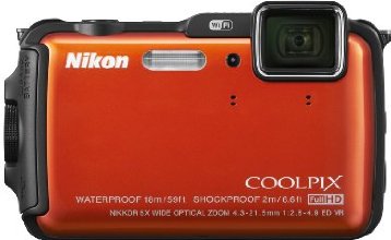 Nikon COOLPIX AW120 16 MP Wi-Fi and Waterproof Digital Camera with GPS and Full HD 1080p Video (Orange) (Discontinued by Manufacturer)