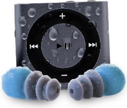 Waterfi Waterproof Apple iPod Shuffle with Short Cord Waterproof Headphones - Best Swimming MP3 Player (New Model) (Space Grey)