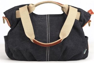 Eshow Women's Casual Canvas Hobo Shoulder Bag, Black