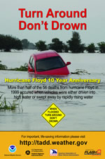 poster of car in flood waters from Hurricane Floyd: Turn Around Don't Drown®