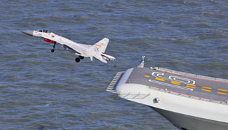 A glimpse into Carrier fighter J-15's test flight