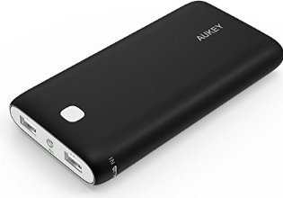 Aukey ® Batería Externa 20000mAh, Power bank, Batería portatil, Cargador para iPhone iPad iPod Tablets Teléfono inteligente Móvil MP3 MP4 PSP GPS Samsung Android Dos Salidas USB de 5V 1A / 2.1A (Negro)