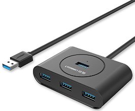 Ugreen® Hub USB 3.0 - 4 Puertos con cable USB 3.0 de 80CM, Altas Velocidades de Transmisión para disco duro externo, lector de tarjetas, teléfonos móviles y Windows Surface, Ultrabooks y MacBook