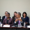 President Barack Obama delivers remarks at a meeting with the President&#039;s Export Council on Sept. 19, 2013. Seated with the President is Commerce Secretary Penny Pritzker