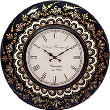 RoyalsCart Village Clockworks Floral Design Painting Analog Wall Clock - 12 x 12 Inch