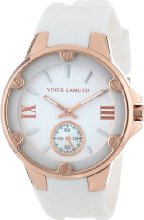Vince Camuto Women's VC/5078RGWT reloj de acero inoxidable para mujer con correa blanca.