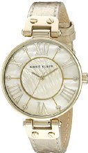Anne Klein AK/1012GMGD - Reloj de mujer de cuero, color dorado con grabado de serpiente