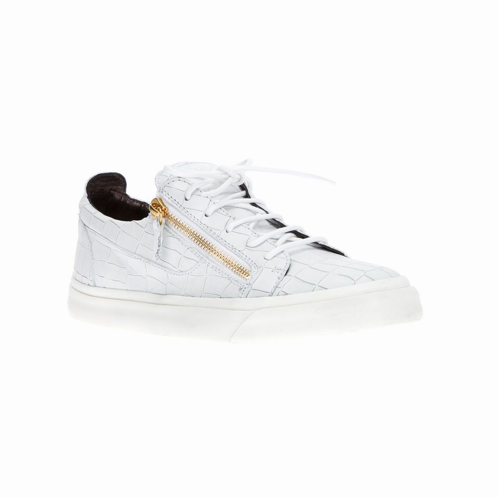 Giuseppe Zanotti Low Cut Croc Zip Sneakers White