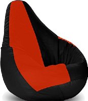 Story@Home GIANT Designer Recliner Bean Bag - RED - BLACK Faux Leather Bean Bag Chair - XXL Seriously Man Size Bean Bags Cover Only Without Beans