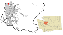 Location of Lake Forest Park in King County and Washington