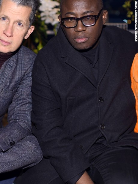  Edward Enninful and Giovanna Battaglia attend the Brandon Maxwell collection during, New York Fashion Week.