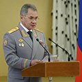 Russian Defence Minister is giving speech in the Kremlin in honor of the best graduates of military universities