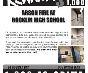 Arson: Rocklin High School Restroom Vandalized