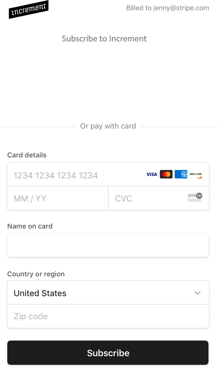 Stripe checkout on mobile