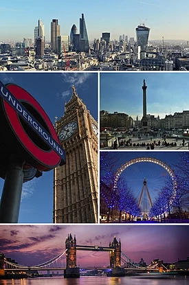 London montage. Clicking on an image in the picture causes the browser to load the appropriate article.