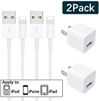 2-Pack MFi Certified iPhone Charger Charging Cable and USB Wall Adapter Plug Block Lightning Cable Compatible iPhone...