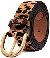 Womens Leopard Print Leather Belt for Jeans Belt with Alloy Buckle by LOKLIK