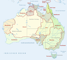 Map of the Aboriginal regions in Australia.