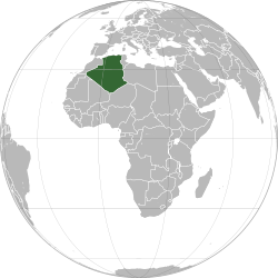 Location of Algeria (dark green)