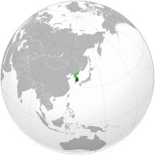 Land controlled by the Republic of Korea shown in dark green; claimed but uncontrolled land shown in light green