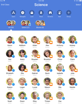 The Classroom app running on an iPad
