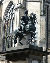 Lead equestrian statue