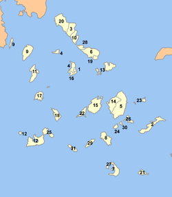 Location of municipalities within Cyclades Prefecture