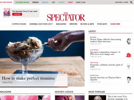 Screenshot of the Spectator website