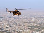 Afghan Air Force helicopter flies over Mazar-i-Sharif