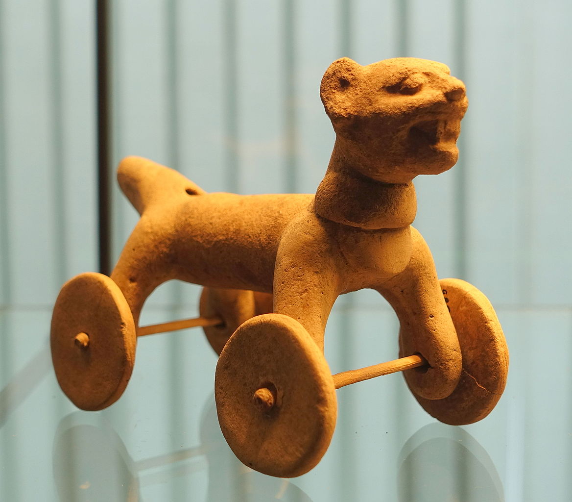 A toy animal with wheels