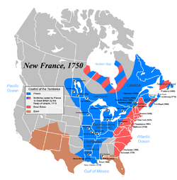 New France in 1750 (blue)