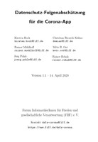 Datenschutz-Folgenabschätzung (DSFA) für die Corona-App - Deckblatt